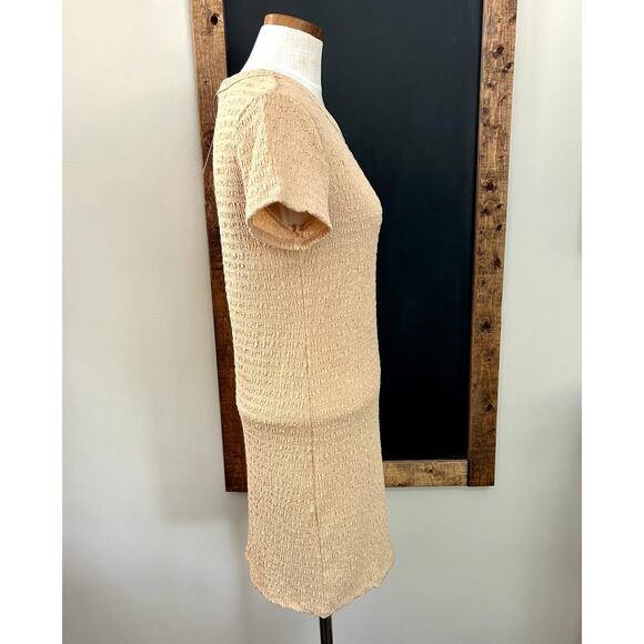 NWT Elodie Crinkle Mini Dress L Peach Coquette Fitted Bodycon Stretch Sexy - Picture 13 of 13